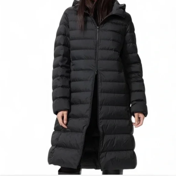 Uniqlo Women's Long Hooded Puffer Coat Black - Picture 3 of 6